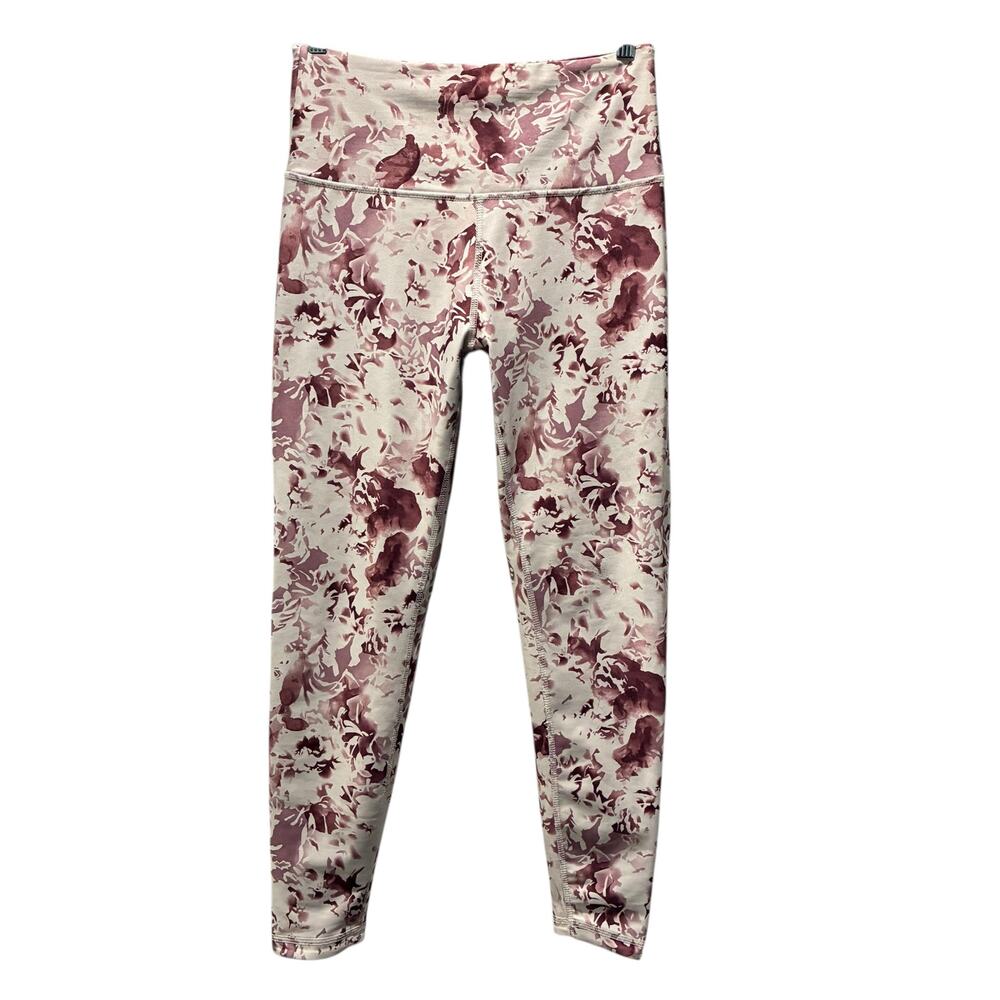 Leggings Athletic Workout Athleisure Yoga Pants Floral Pink Mauve Flaws